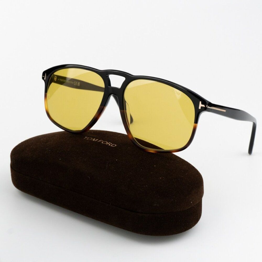 NEW Tom Ford FT1000/S 05E PIERRE-02 Black Brown Square Unisex Sunglasses